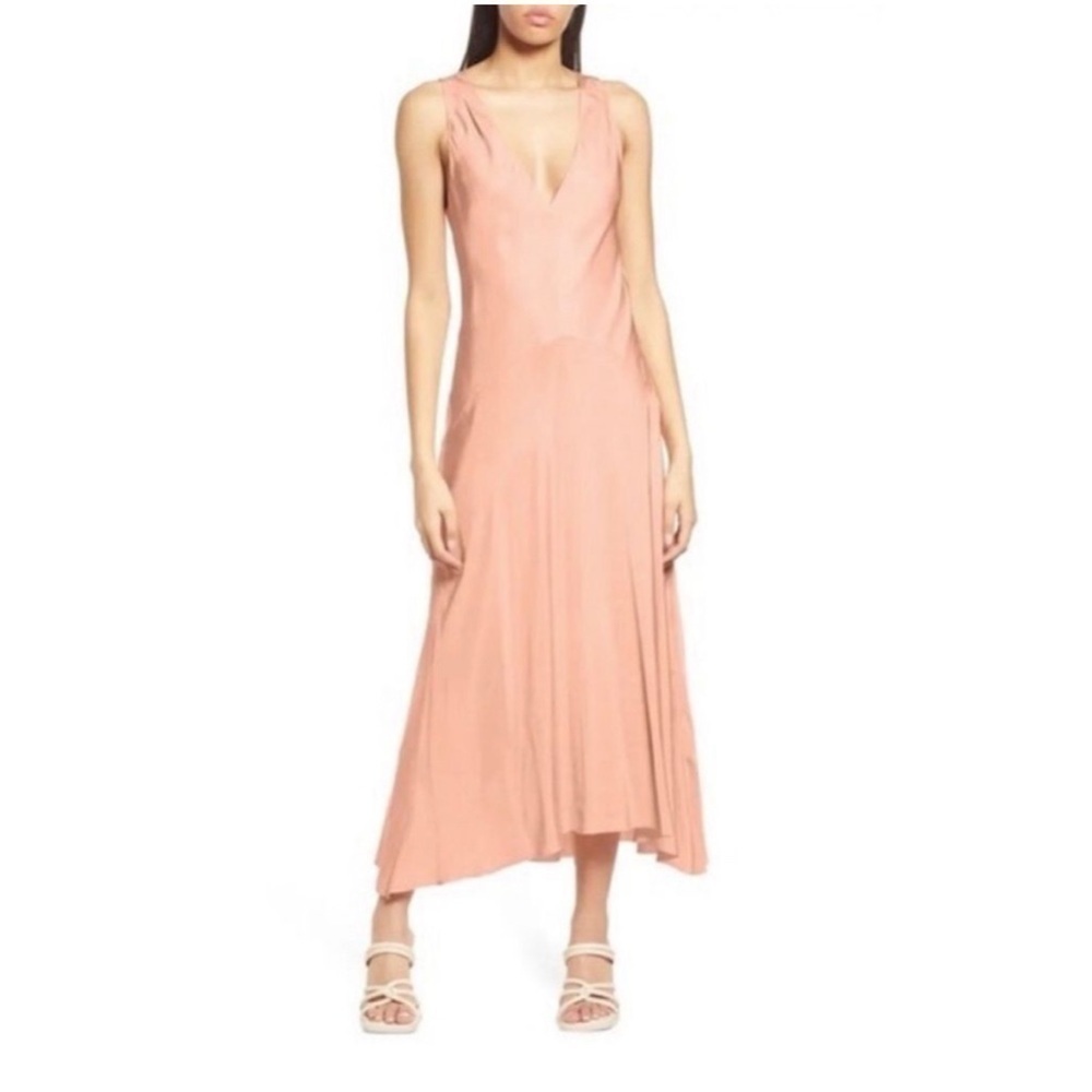 NWT Frame Nordstrom blush pink clay Slip Maxi Midi cocktail wedding dress M 6 8 - Picture 5 of 9